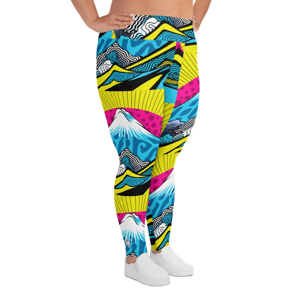 Colorful and Vibrant Roy Lichtenstein Mt Fuji Yoga Plus Sized Pants for Women 002