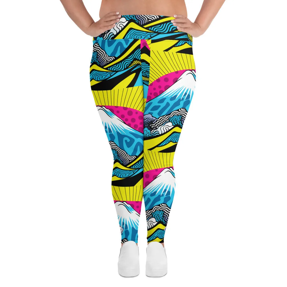 Colorful and Vibrant Roy Lichtenstein Mt Fuji Yoga Plus Sized Pants for Women 002