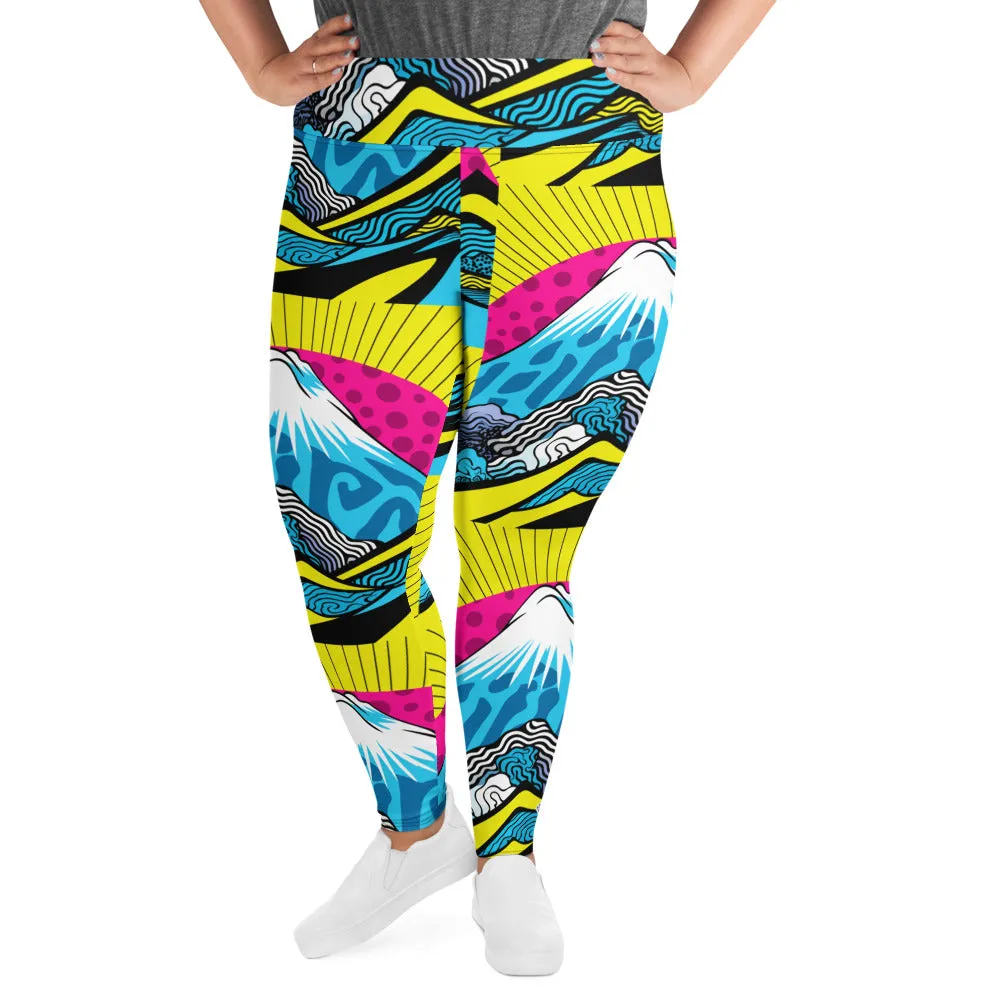 Colorful and Vibrant Roy Lichtenstein Mt Fuji Yoga Plus Sized Pants for Women 002