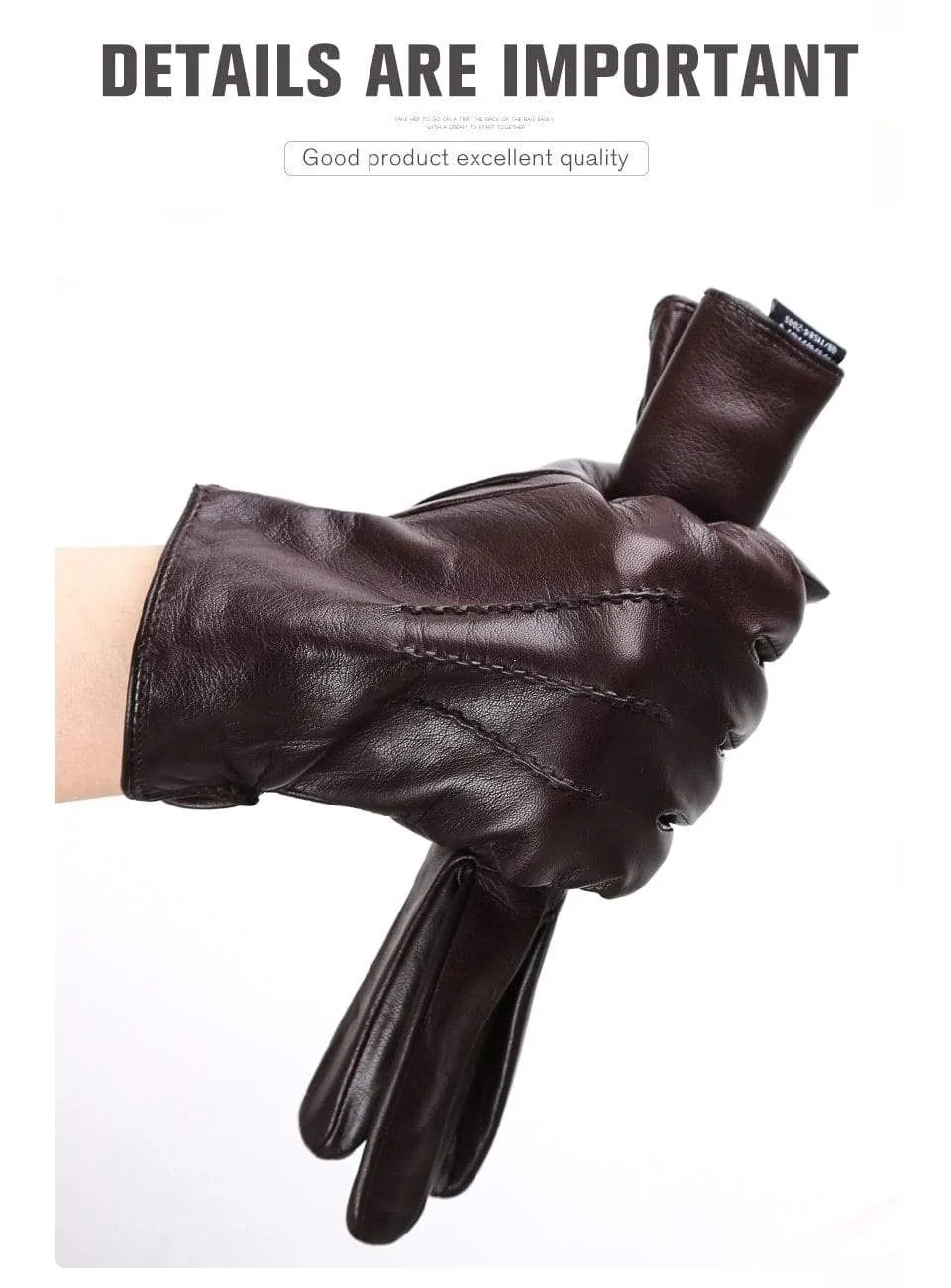 Comfortable Keep warm gloves male winter,Water ripple design sheepskin men's gloves,black men's leather gloves-8001Y