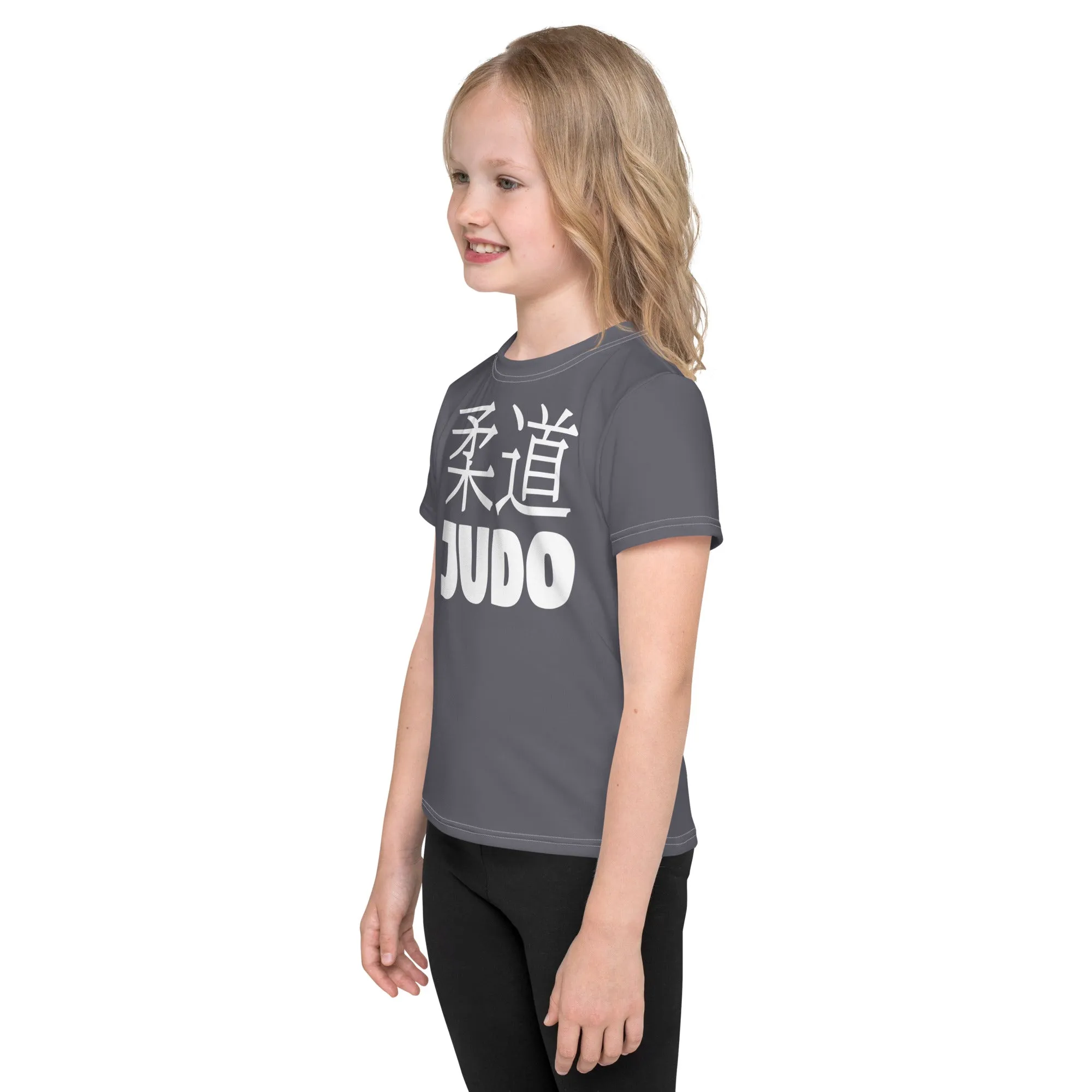 Confidently Active: Girl's Short Sleeve Classic Judo Rash Guard - Charcoal