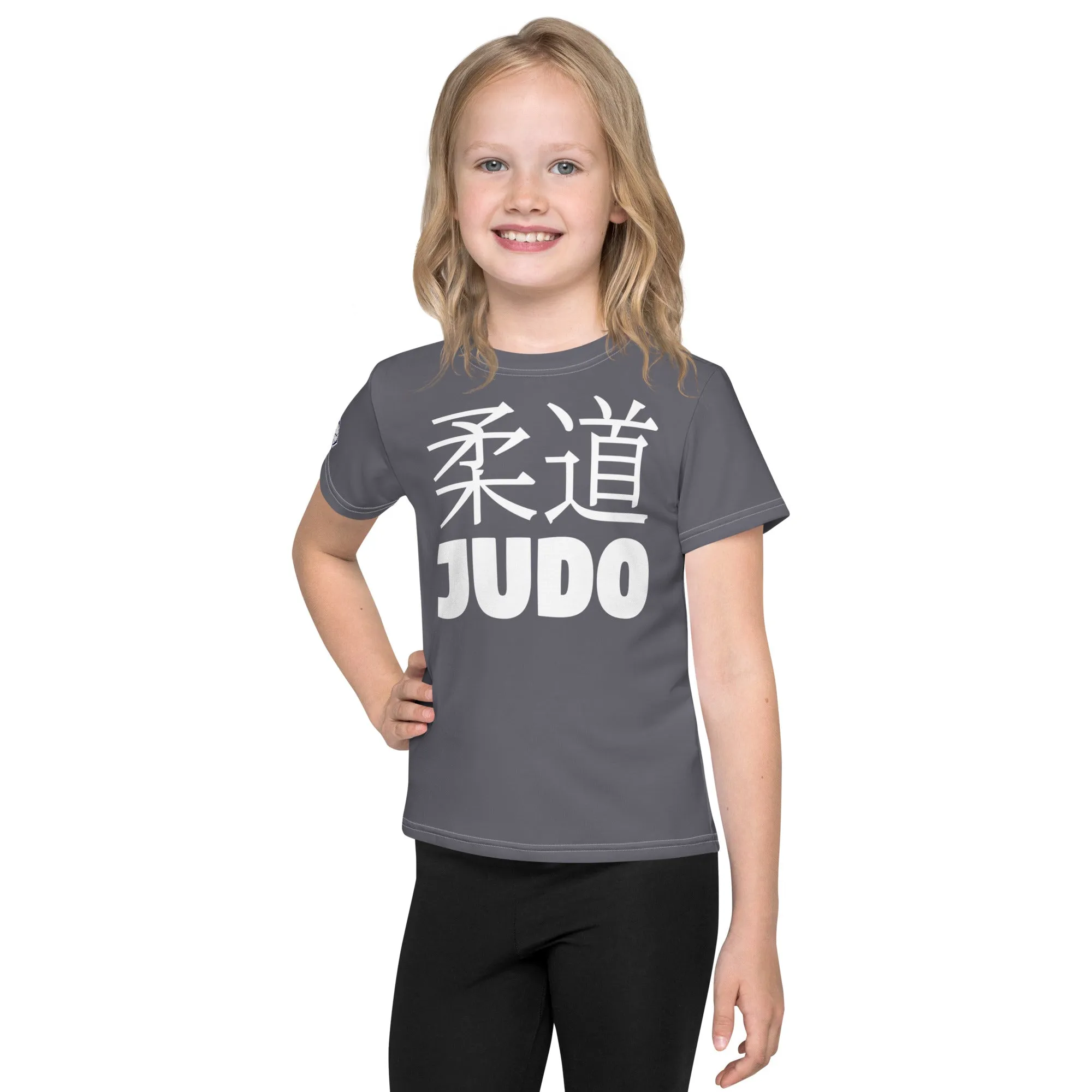 Confidently Active: Girl's Short Sleeve Classic Judo Rash Guard - Charcoal