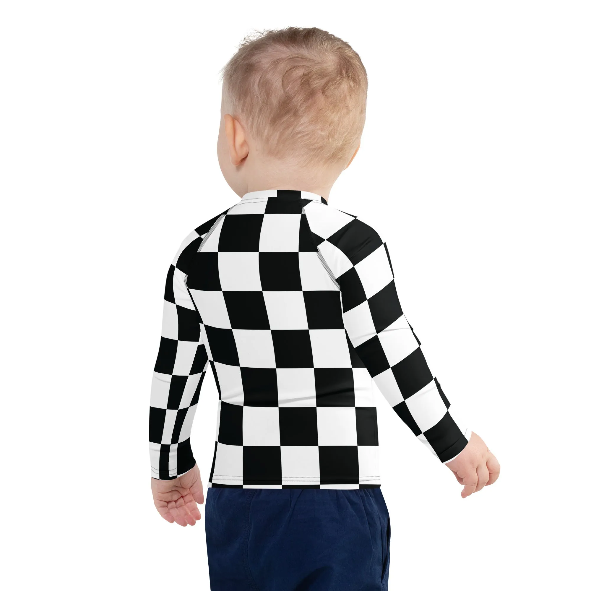 Cool and Secure: Boys' Checkered Long Sleeve Rash Guard