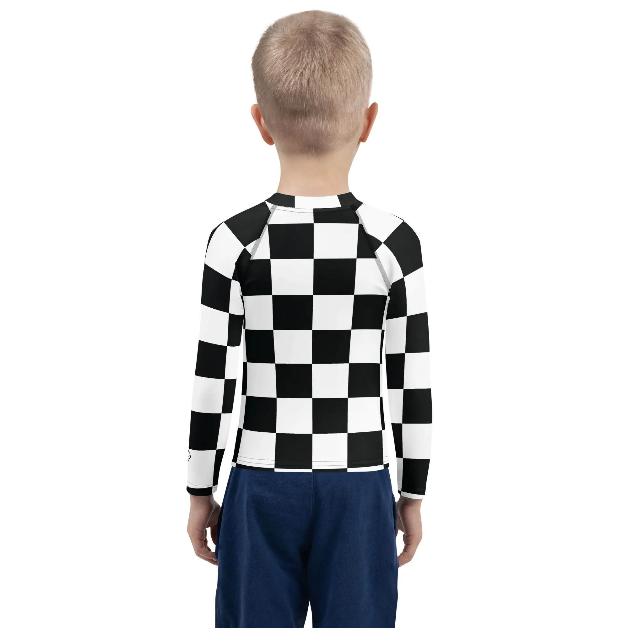 Cool and Secure: Boys' Checkered Long Sleeve Rash Guard