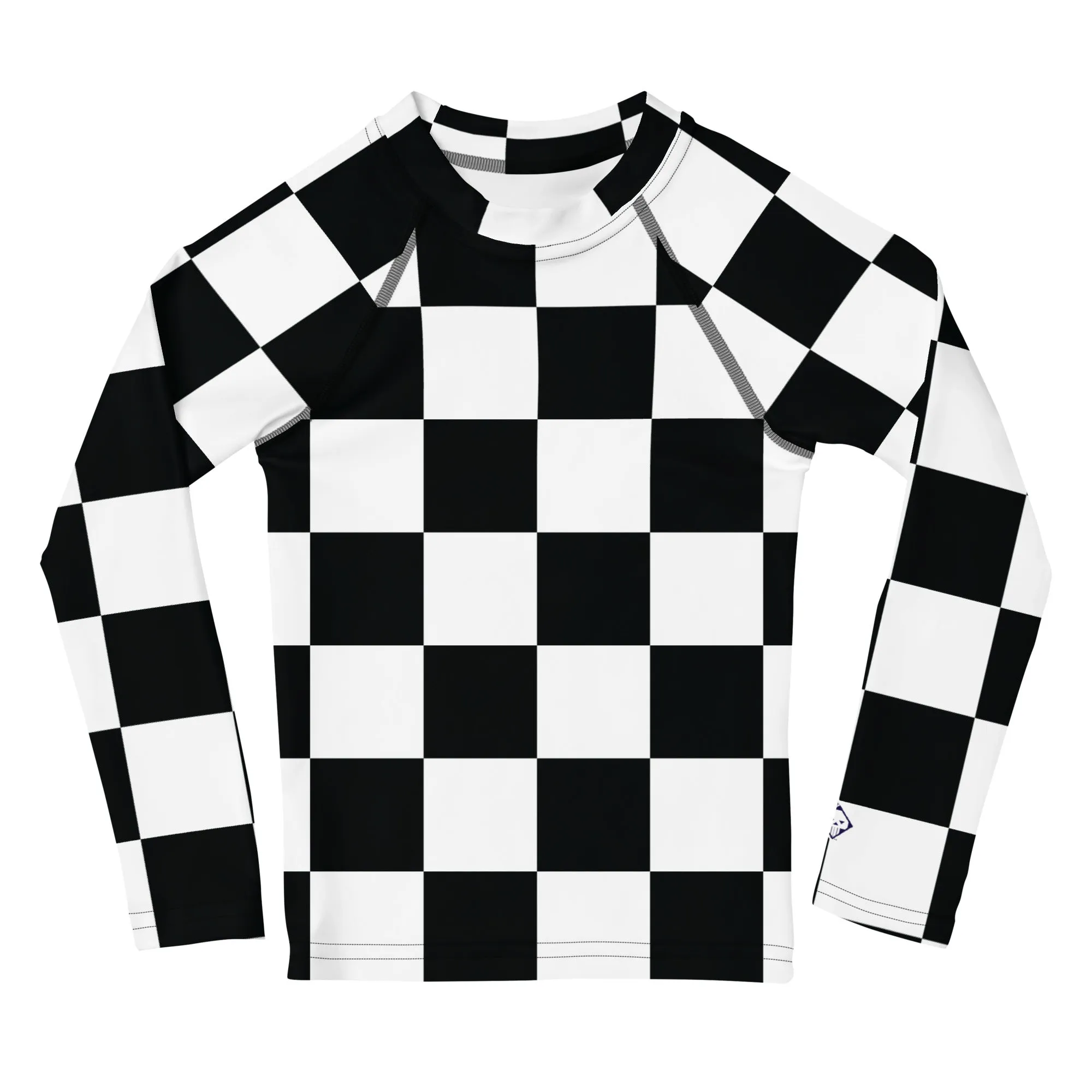 Cool and Secure: Boys' Checkered Long Sleeve Rash Guard