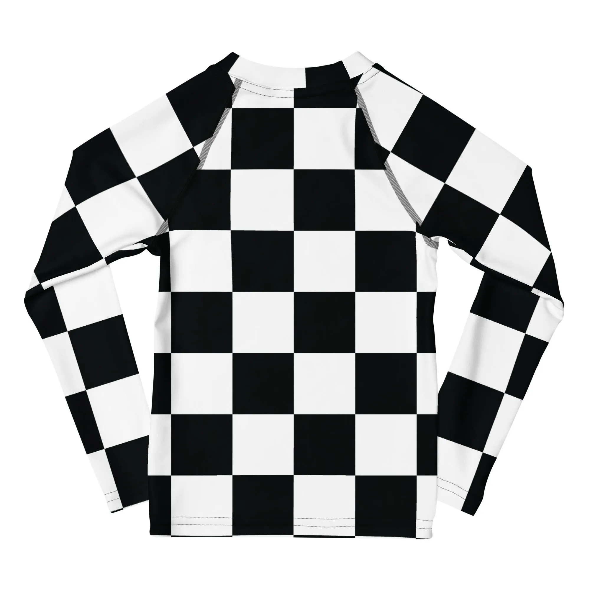 Cool and Secure: Boys' Checkered Long Sleeve Rash Guard