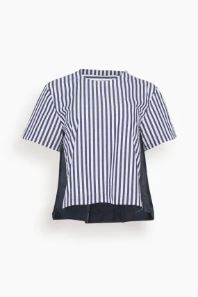 Cotton Poplin x Nylon Twill Pullover in Navy Stripe x Navy