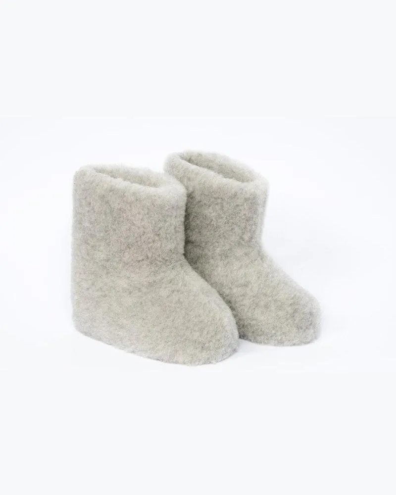 Cozy Wool Bootie Slippers - Light Grey