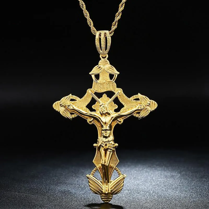 Crucifix Cross Pendant-Inri Cross Necklace- Jesus pendant- Hip Hop Gifts