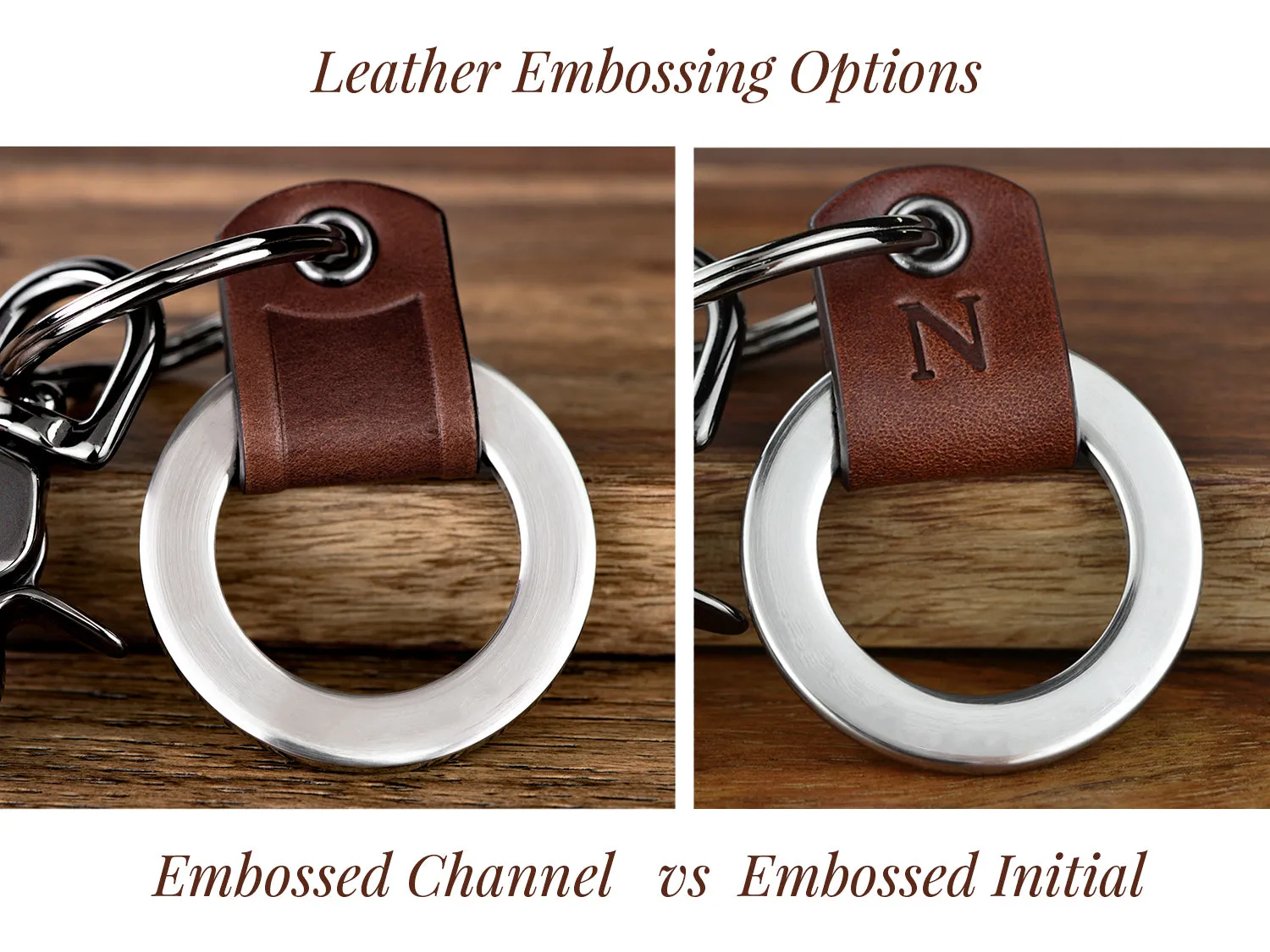 Custom Confirmation Leather Keychain Ring