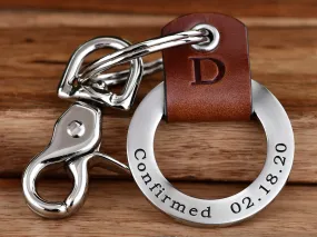 Custom Confirmation Leather Keychain Ring