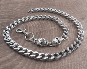 Cut Leash Chain Necklace with Skull