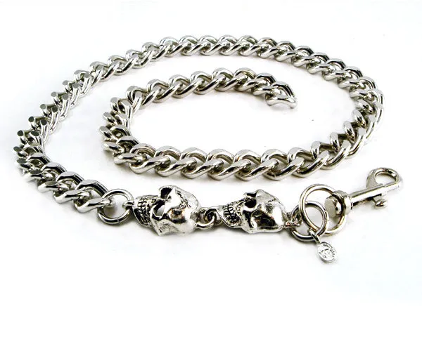 Cut Leash Chain Necklace with Skull