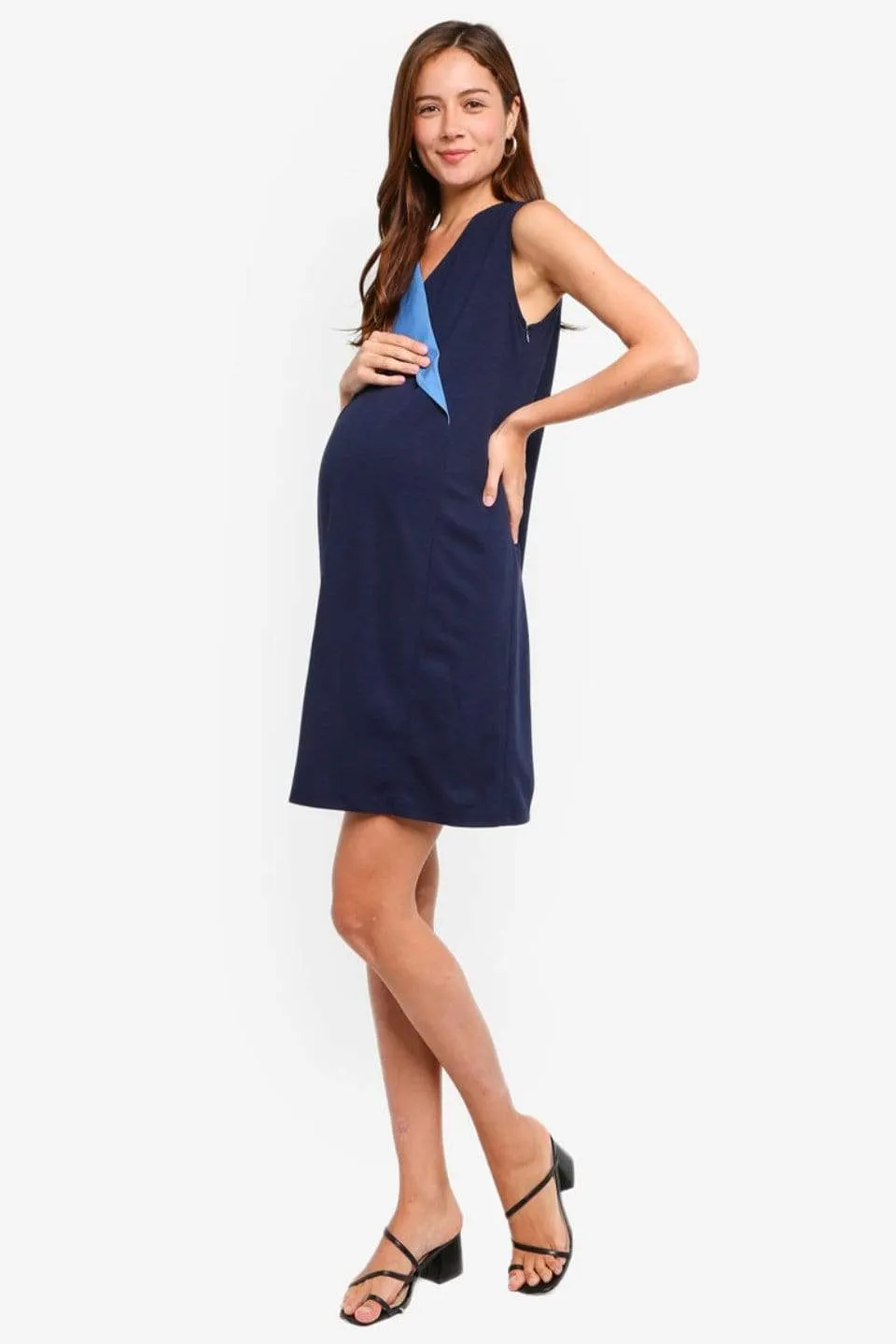 Delores Sleeveless Nursing Dress Navy