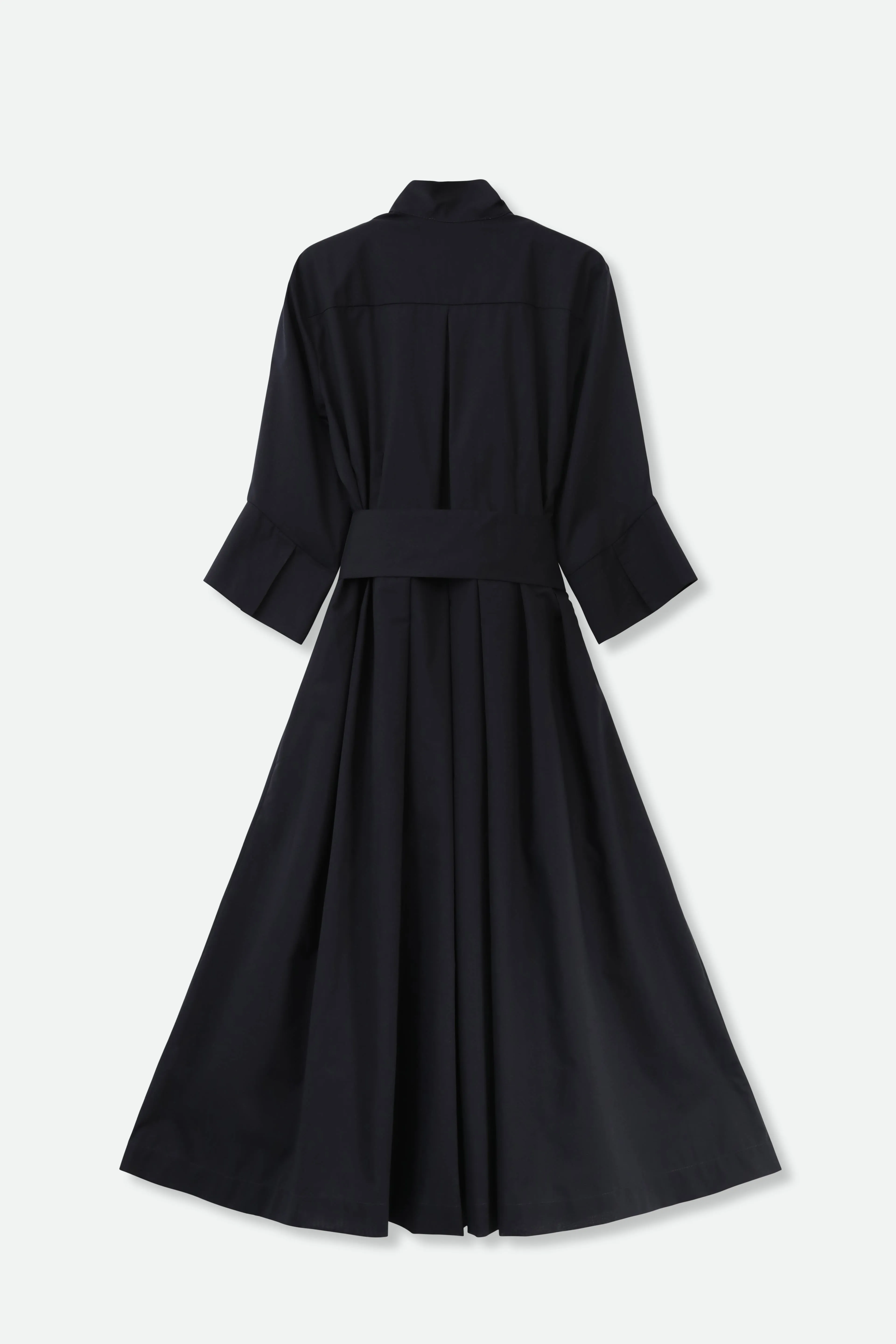 DUNE SLEEVE DRESS IN ITALIAN COTTON VOILE WITH SLIP IN BLACK