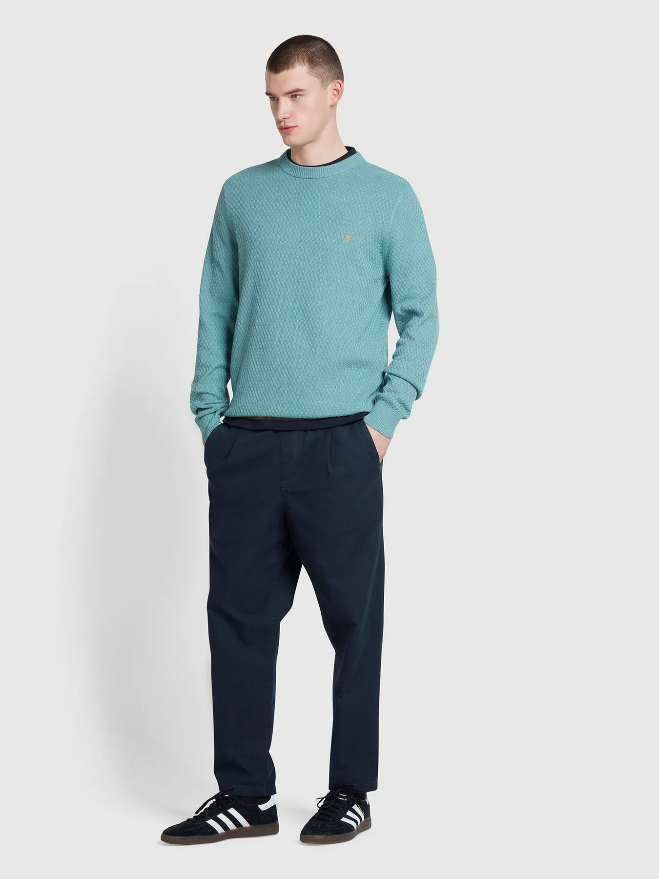 Edwards Crew Neck Jumper In Brook Blue