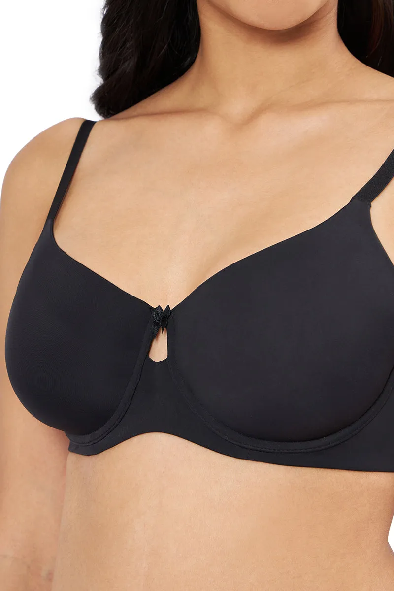 Elegant Dream Padded Wired T-shirt Bra - Black