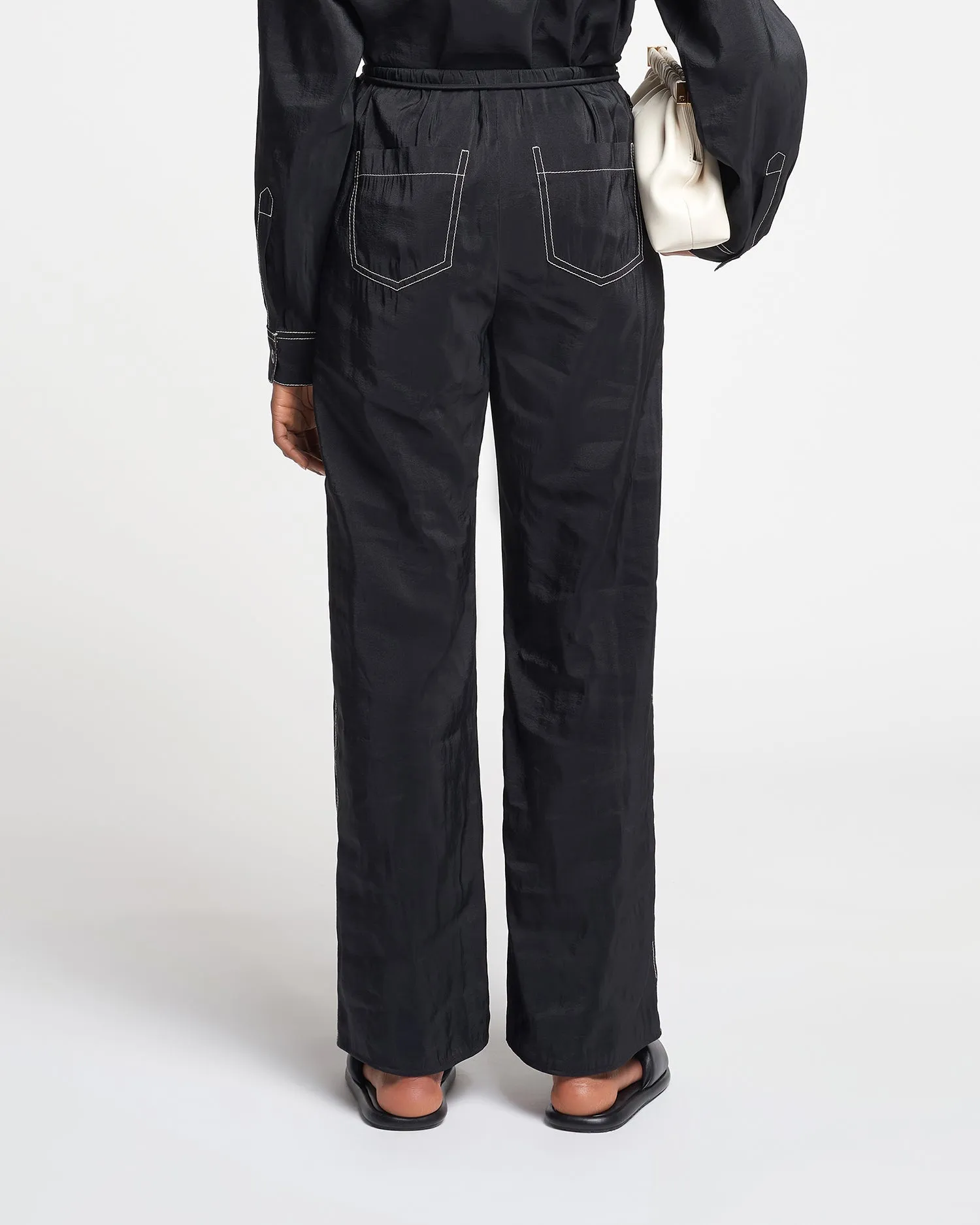 Evea - Glass Poplin Pants - Black