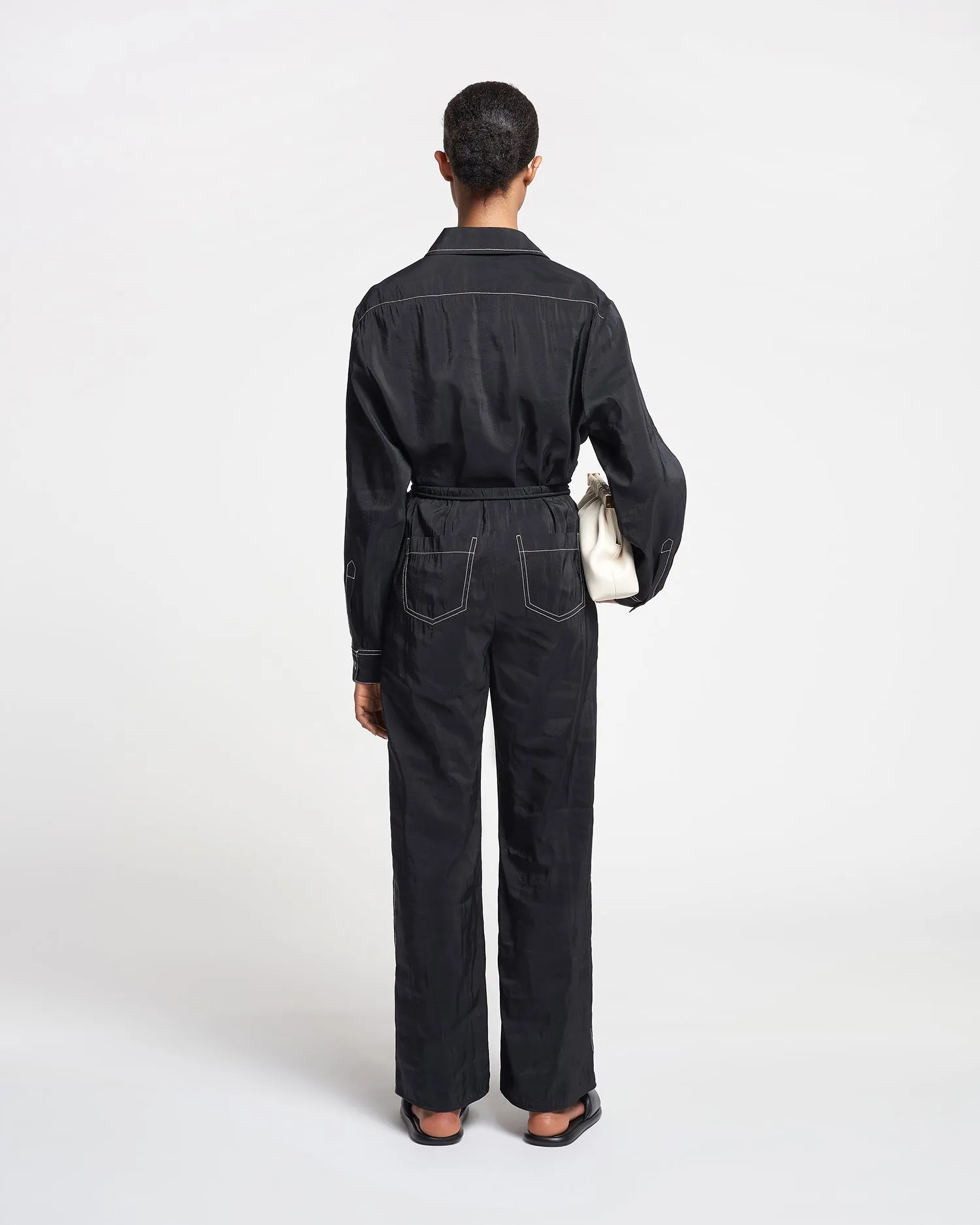 Evea - Glass Poplin Pants - Black