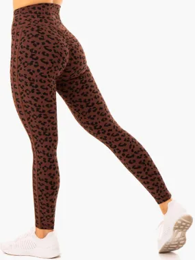 EVOLUTION HIGH WAISTED SCRUNCH LEGGINGS CHOCOLATE LEOPARD