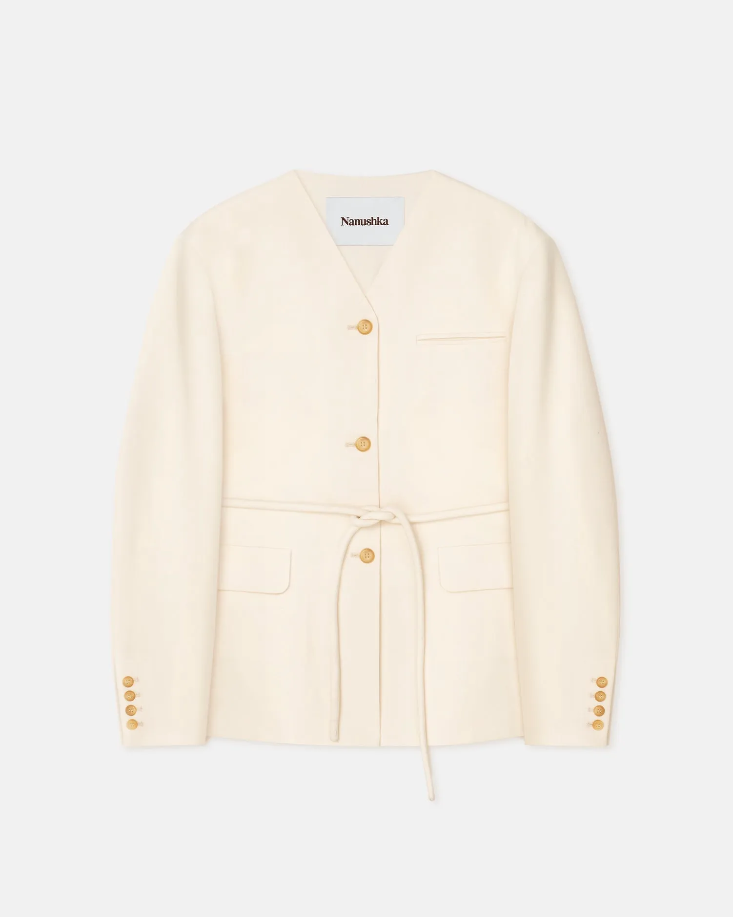 Fem - Belted Cady Blazer - Creme