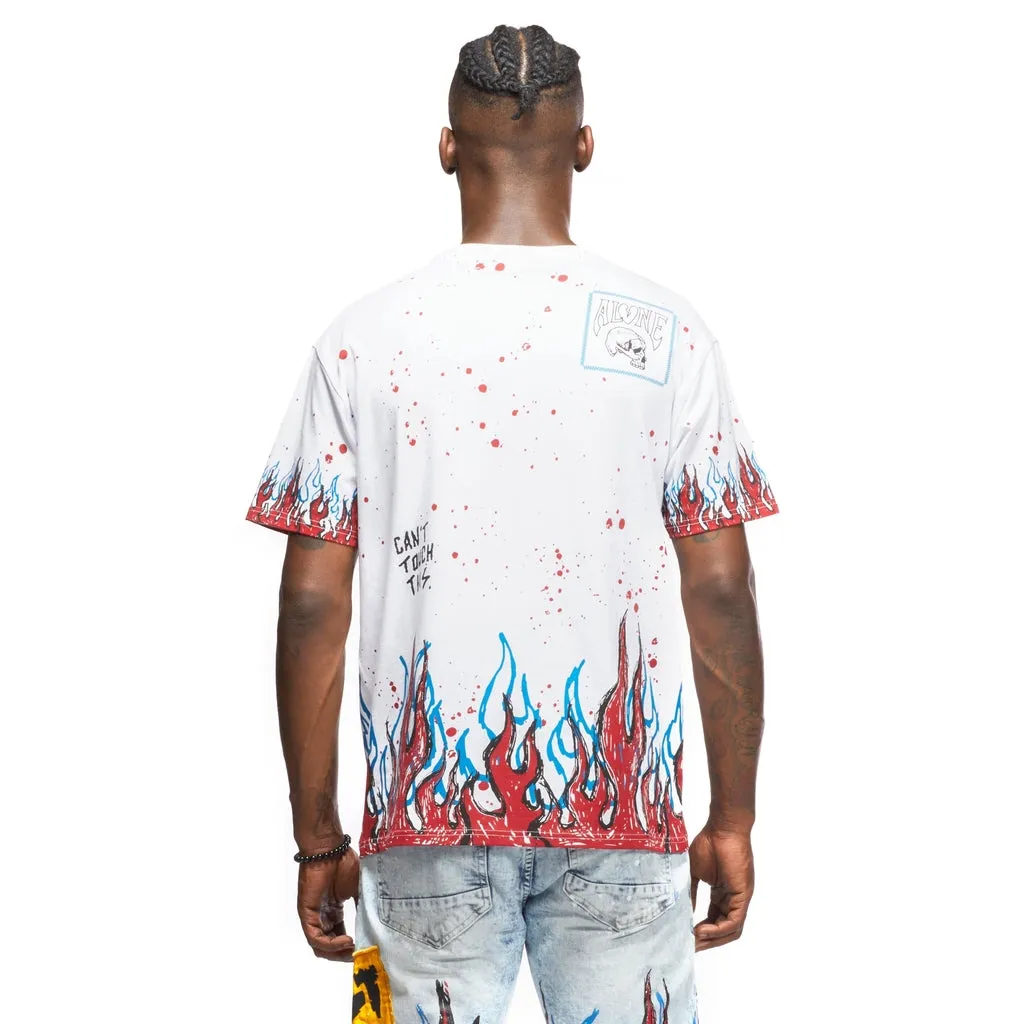 Flame & Skull Tee - White