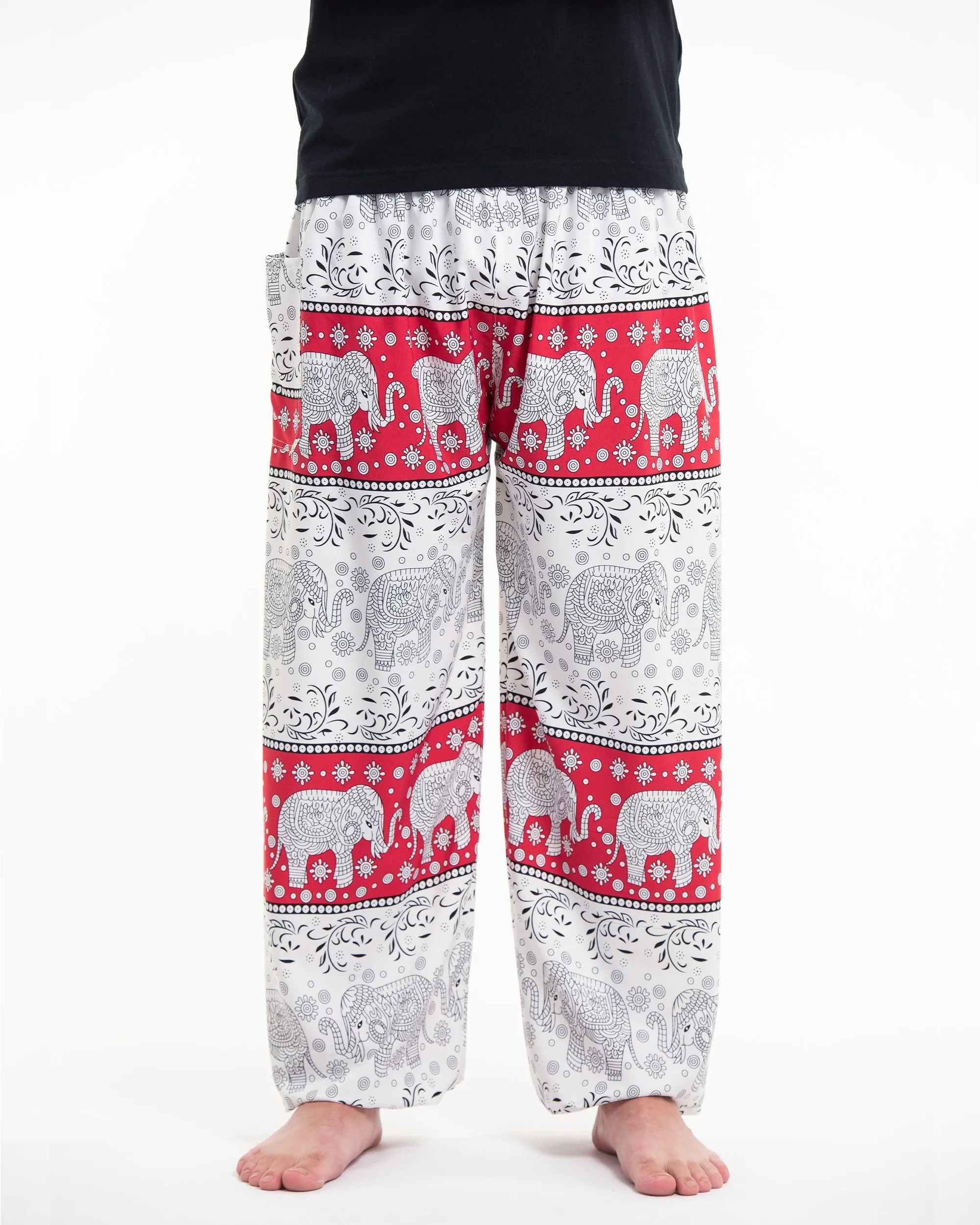 Floral Elephant Tall Harem Pants in Red