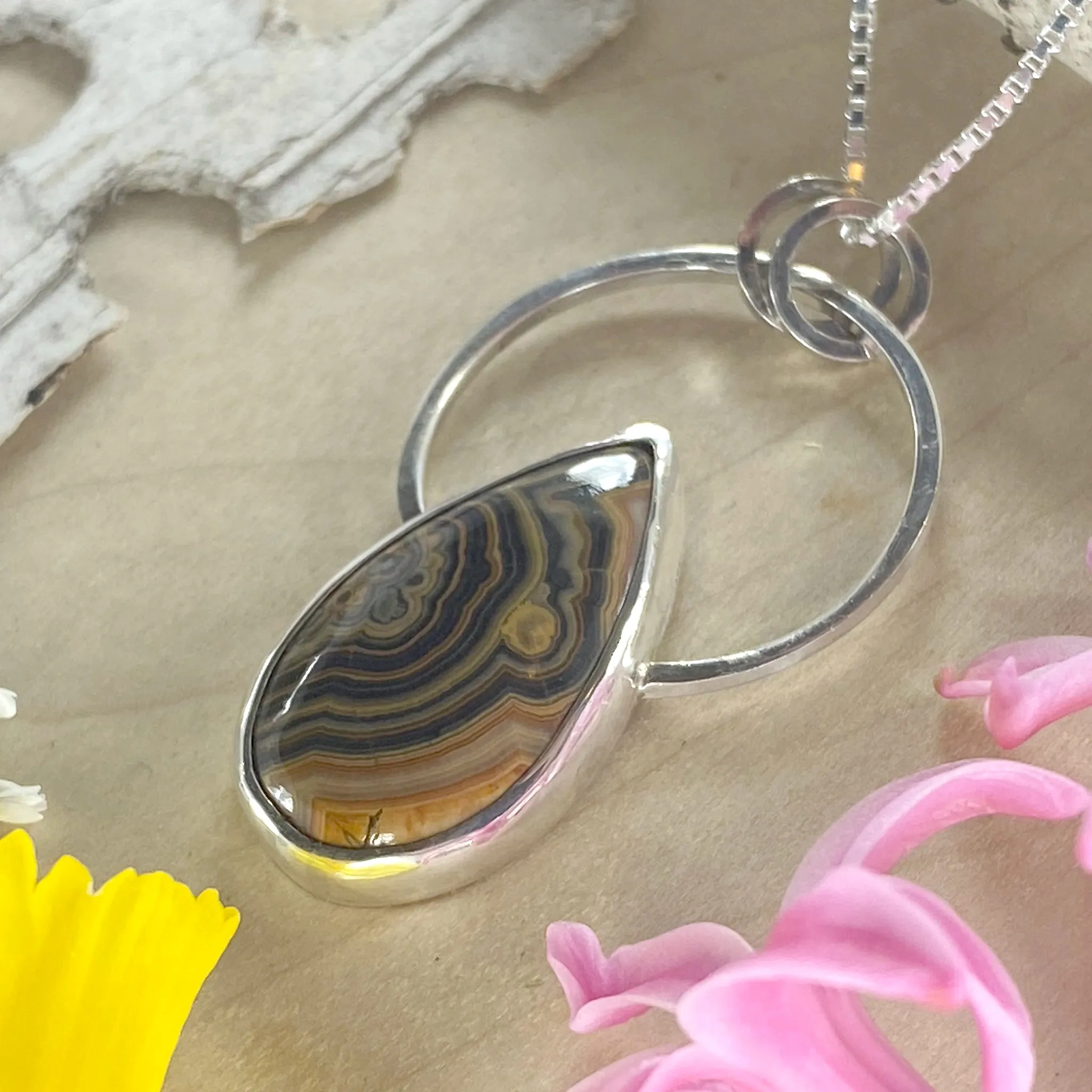 Flowering Tube Onyx Pendant Necklace