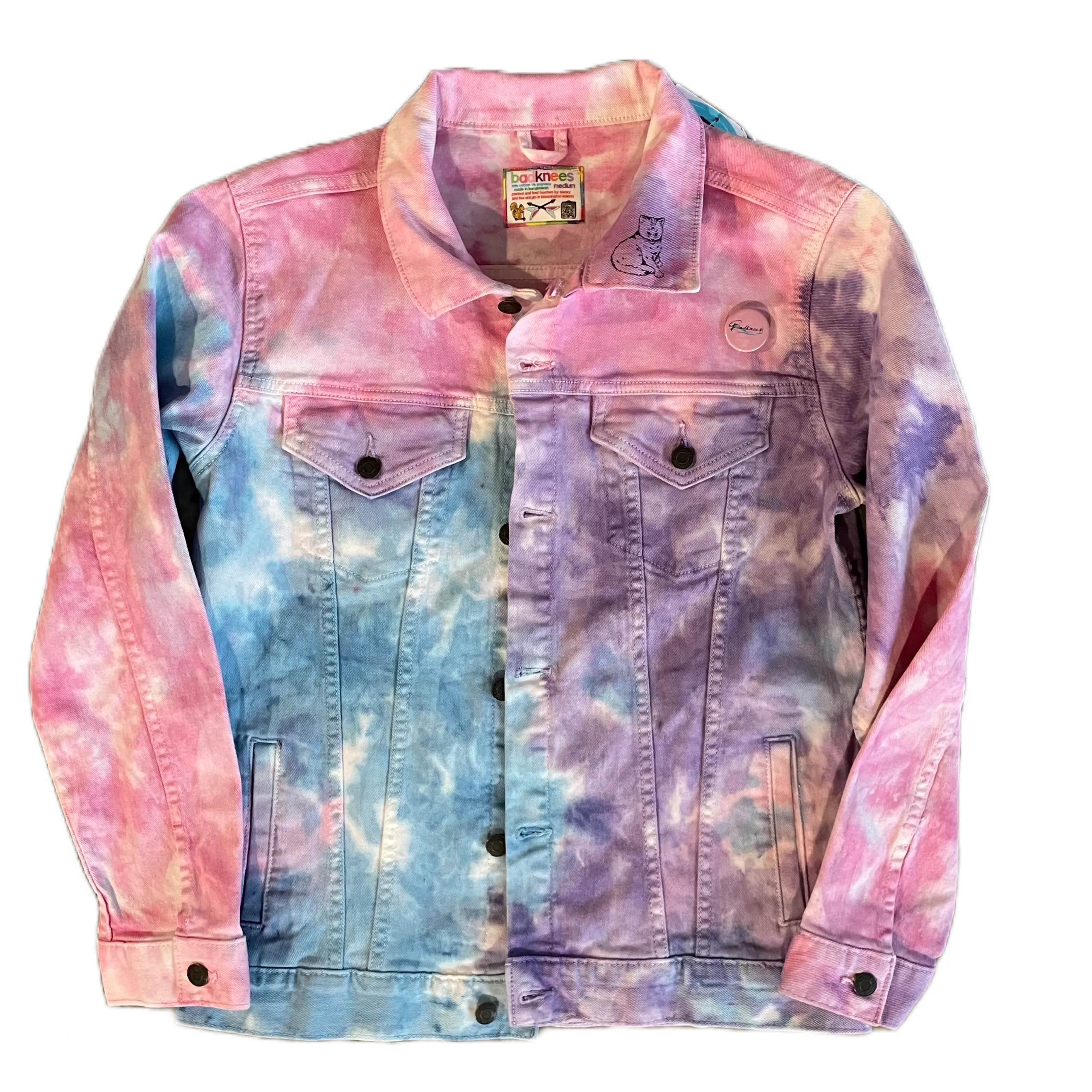 Focus Cat Tie Dye Denim Jacket - Cotton Candy (Unisex)