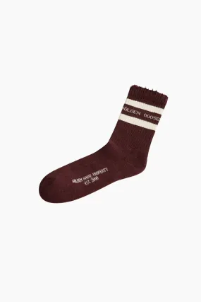 Golden Goose High Rib Striped Ripped Socks - Melange Windsor Wine/ Heritage White