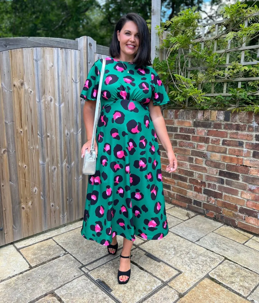 Green Leopard Kate Midi Dress