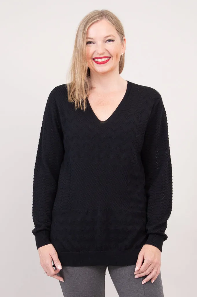 Greta Sweater, Black, Cotton