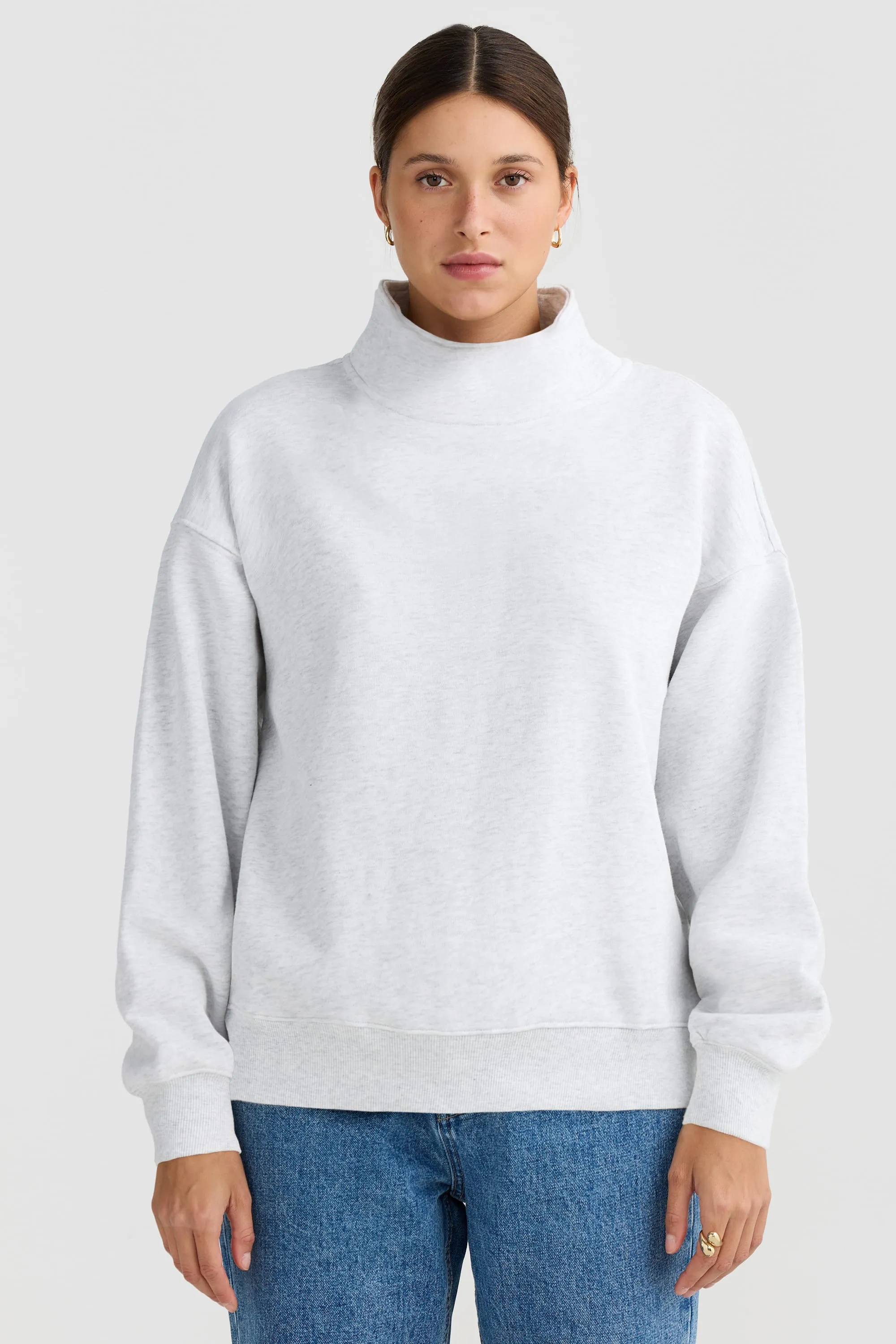 Hallie High Neck Sweater White Marle