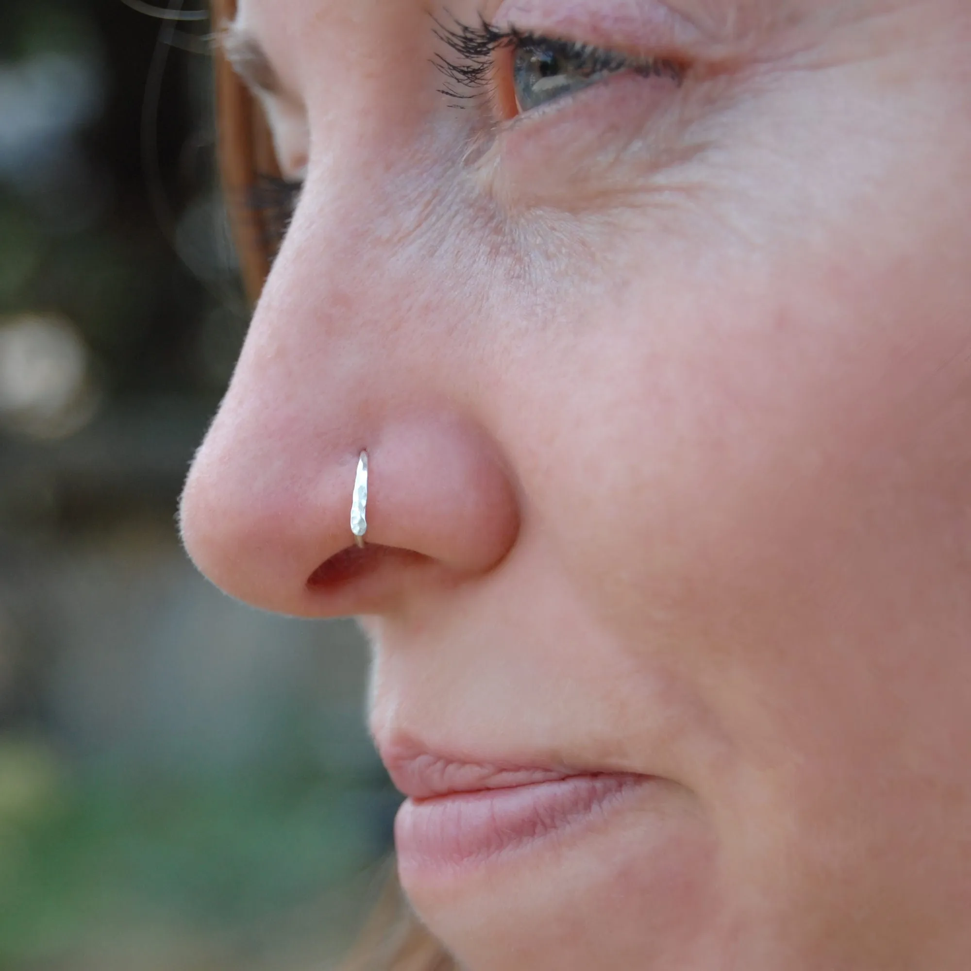 Hammered Front Nose Ring * Silver & Gold Filled Options *