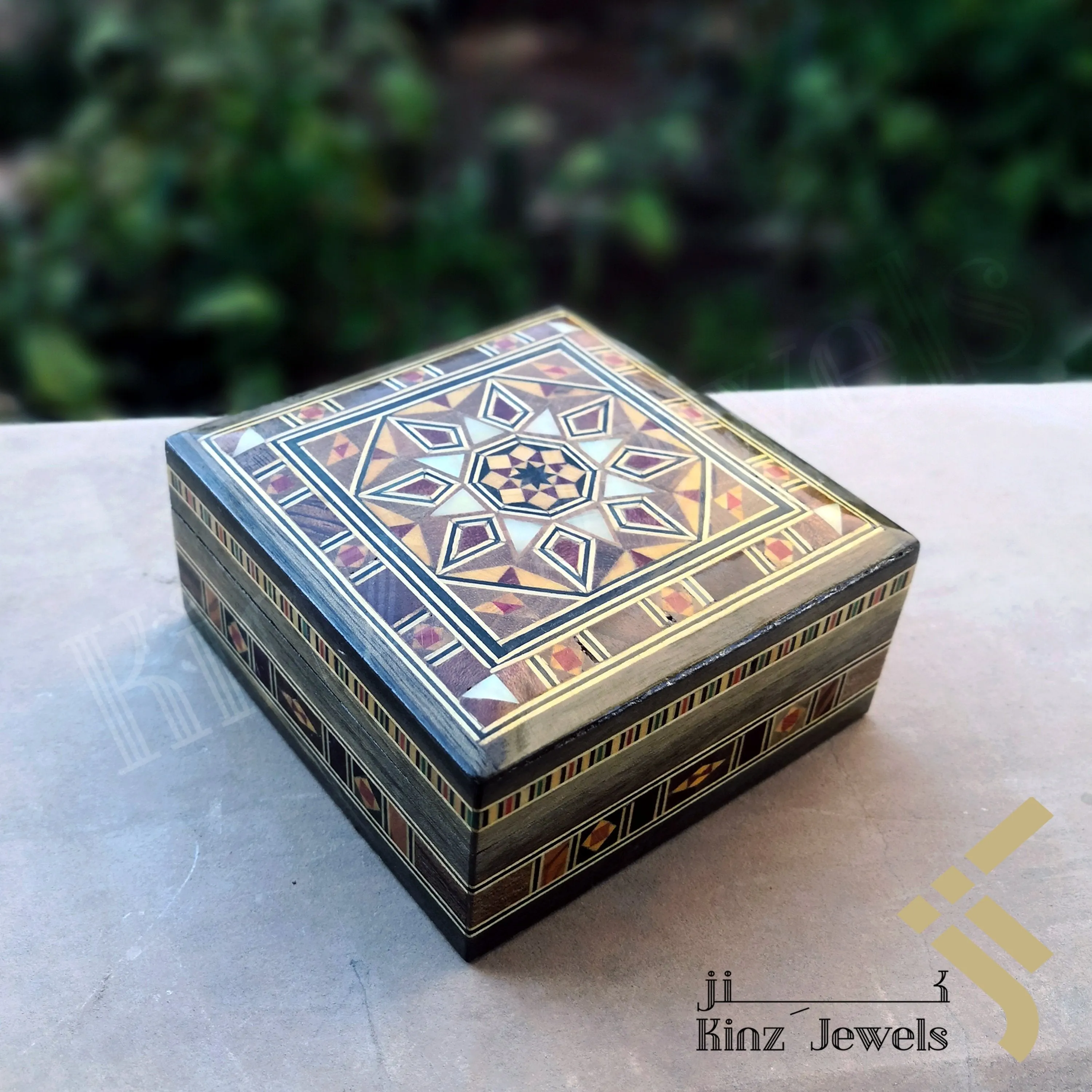 Handcrafted Brown Mosaics with Mother Of Pearl Box