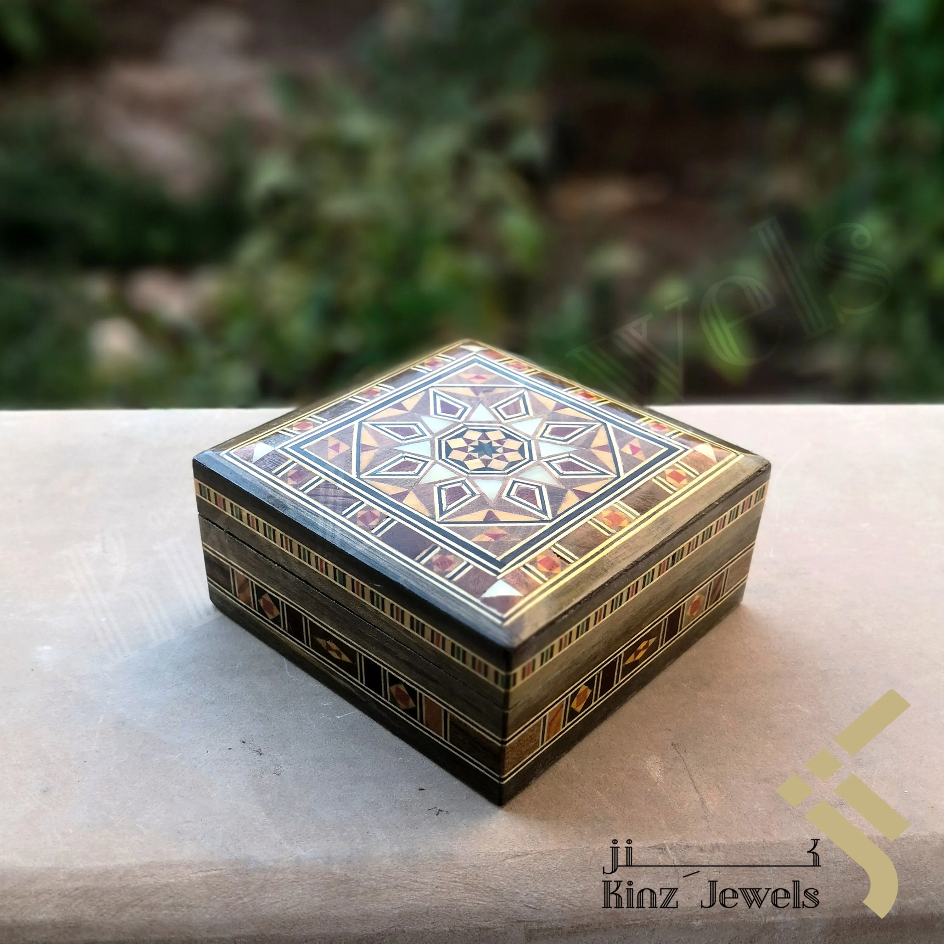 Handcrafted Brown Mosaics with Mother Of Pearl Box