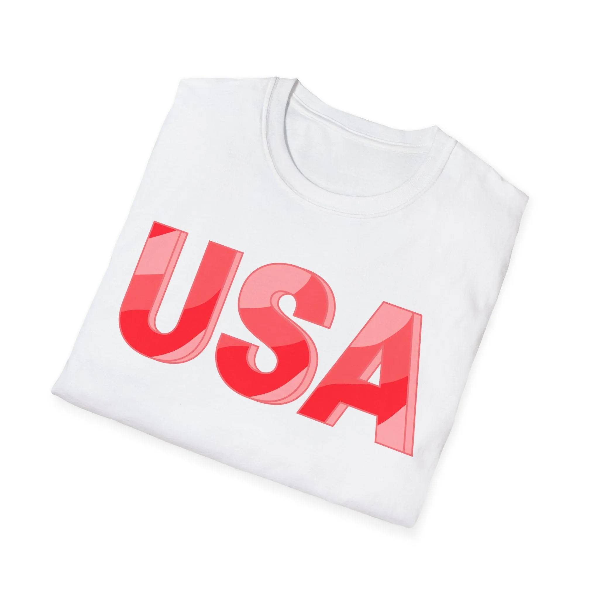 Heat Wave Pink and Coral USA Graphic T-Shirt