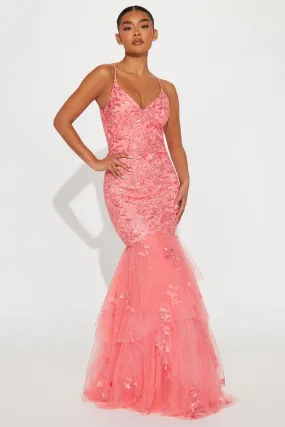 Helen Mermaid Gown - Coral