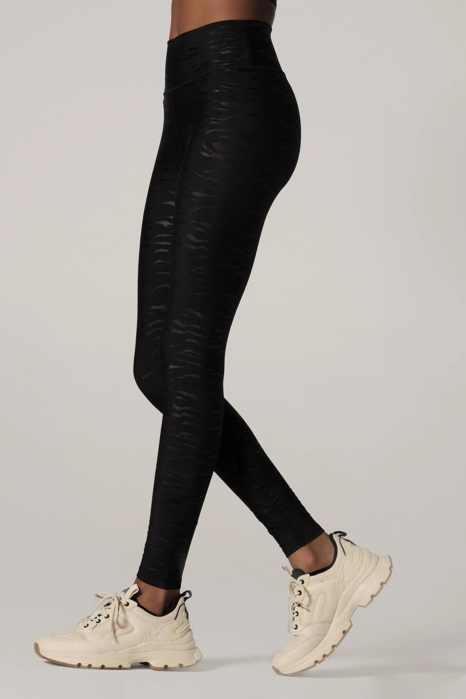 High Waist Leggings Tiger Emboss Black