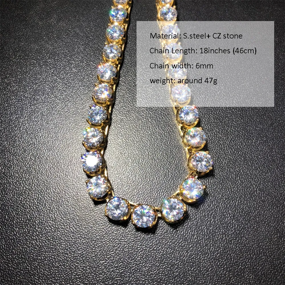 Hip Hop Jewelry Sets- Flower CZ 4mm 6mm Tennis Chain