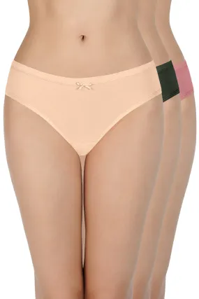 Insert Elastic Waistband Bikini Solid Assorted Panty (Pack of 3 Colors & Prints May Vary)