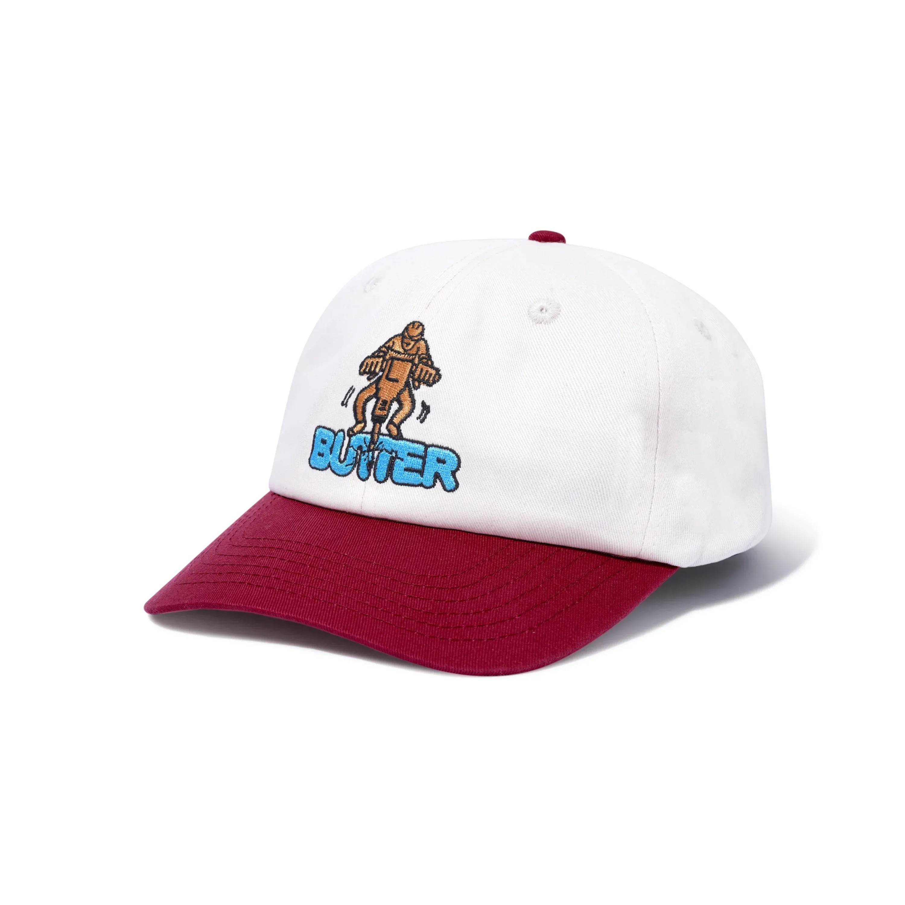 Jack Hammer 6 Panel Cap, Natural / Maroon