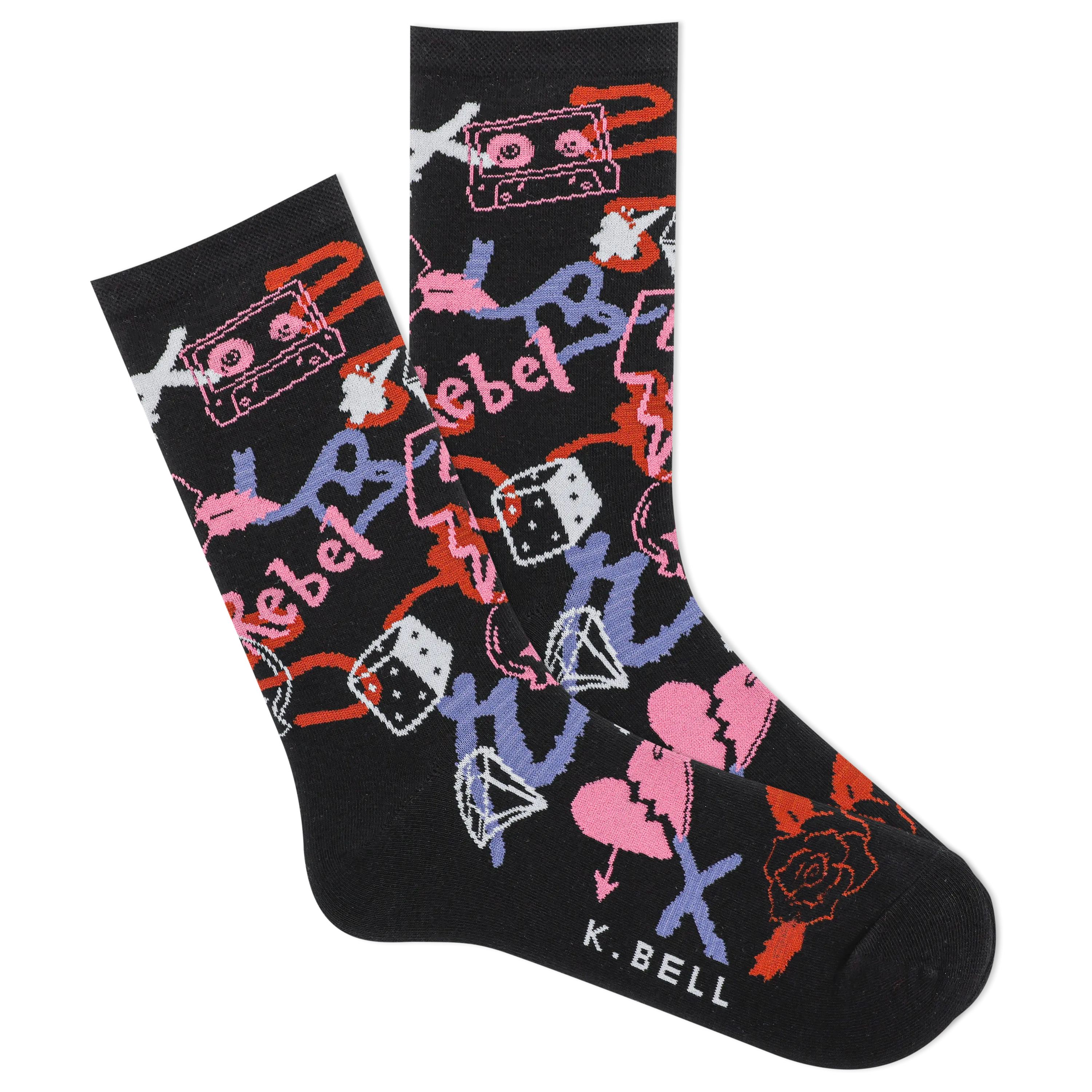 K.Bell Women's Rebel Graffiti Crew Sock