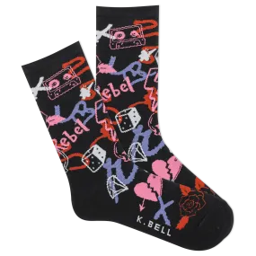 K.Bell Women's Rebel Graffiti Crew Sock