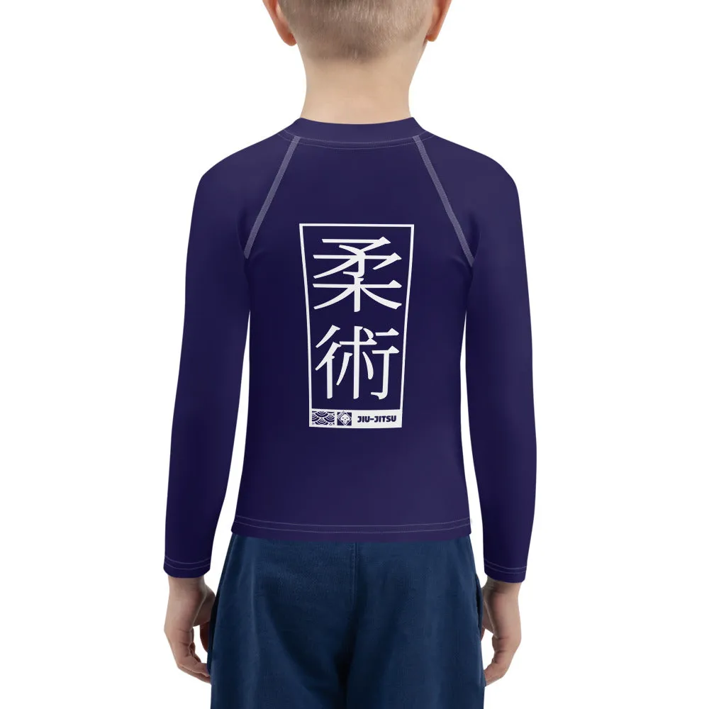 Kid's Boys Long Sleeve BJJ Rash Guard Jiu-Jitsu 002 - Midnight Blue