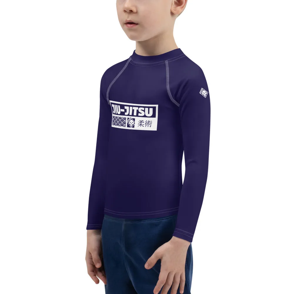 Kid's Boys Long Sleeve BJJ Rash Guard Jiu-Jitsu 002 - Midnight Blue