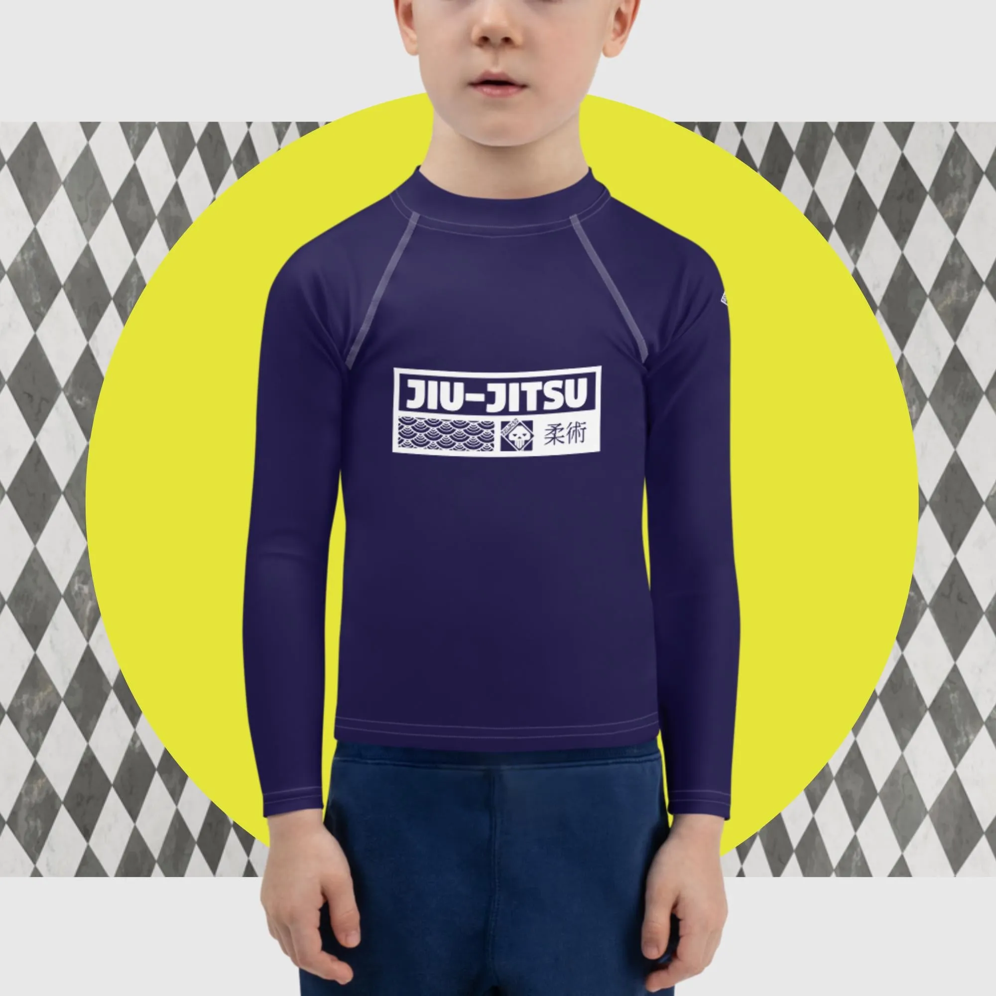 Kid's Boys Long Sleeve BJJ Rash Guard Jiu-Jitsu 002 - Midnight Blue