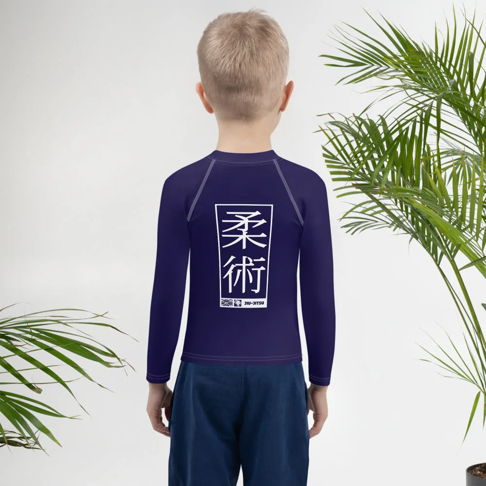 Kid's Boys Long Sleeve BJJ Rash Guard Jiu-Jitsu 002 - Midnight Blue