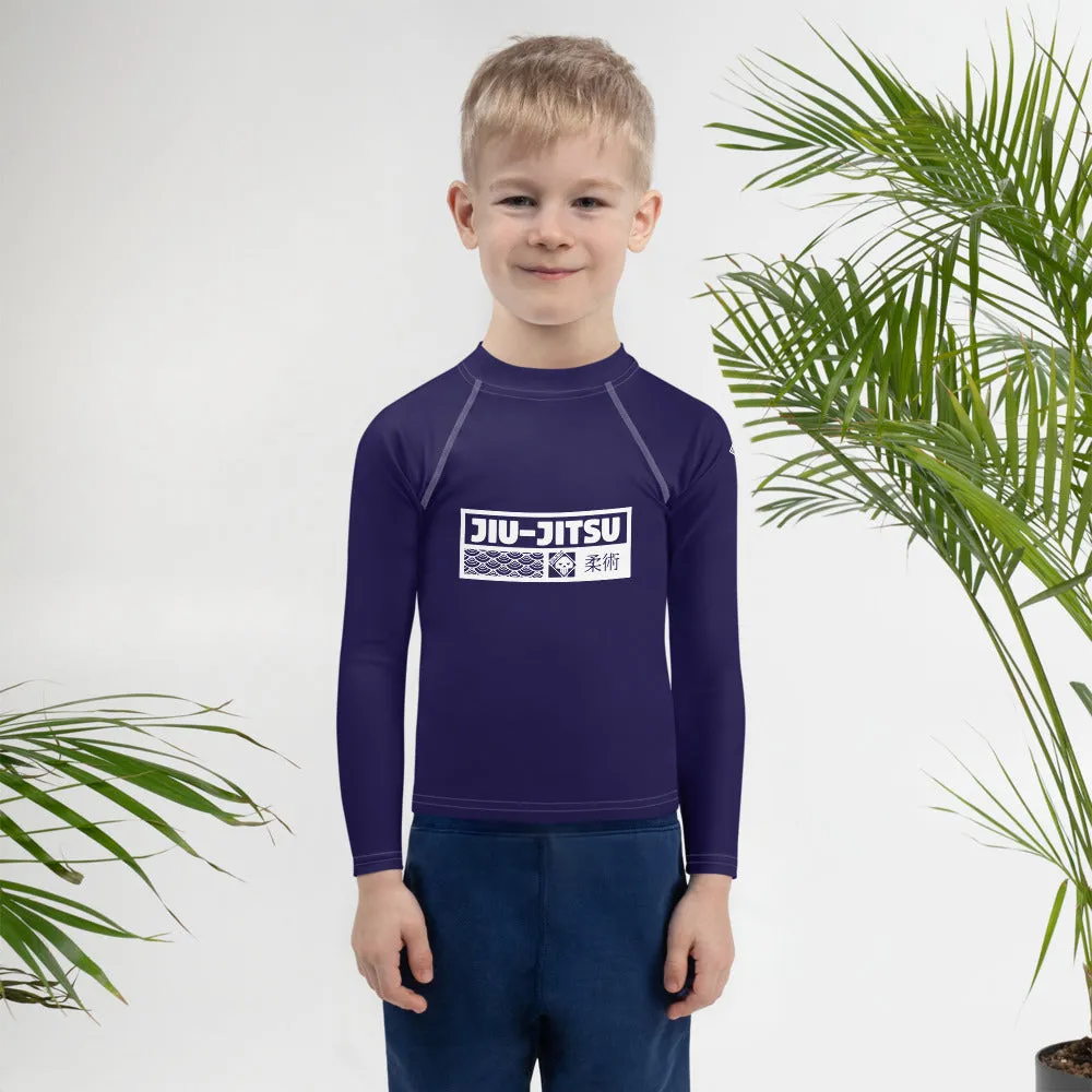 Kid's Boys Long Sleeve BJJ Rash Guard Jiu-Jitsu 002 - Midnight Blue