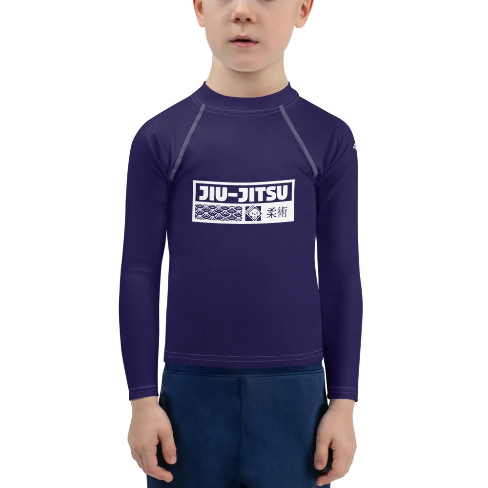 Kid's Boys Long Sleeve BJJ Rash Guard Jiu-Jitsu 002 - Midnight Blue